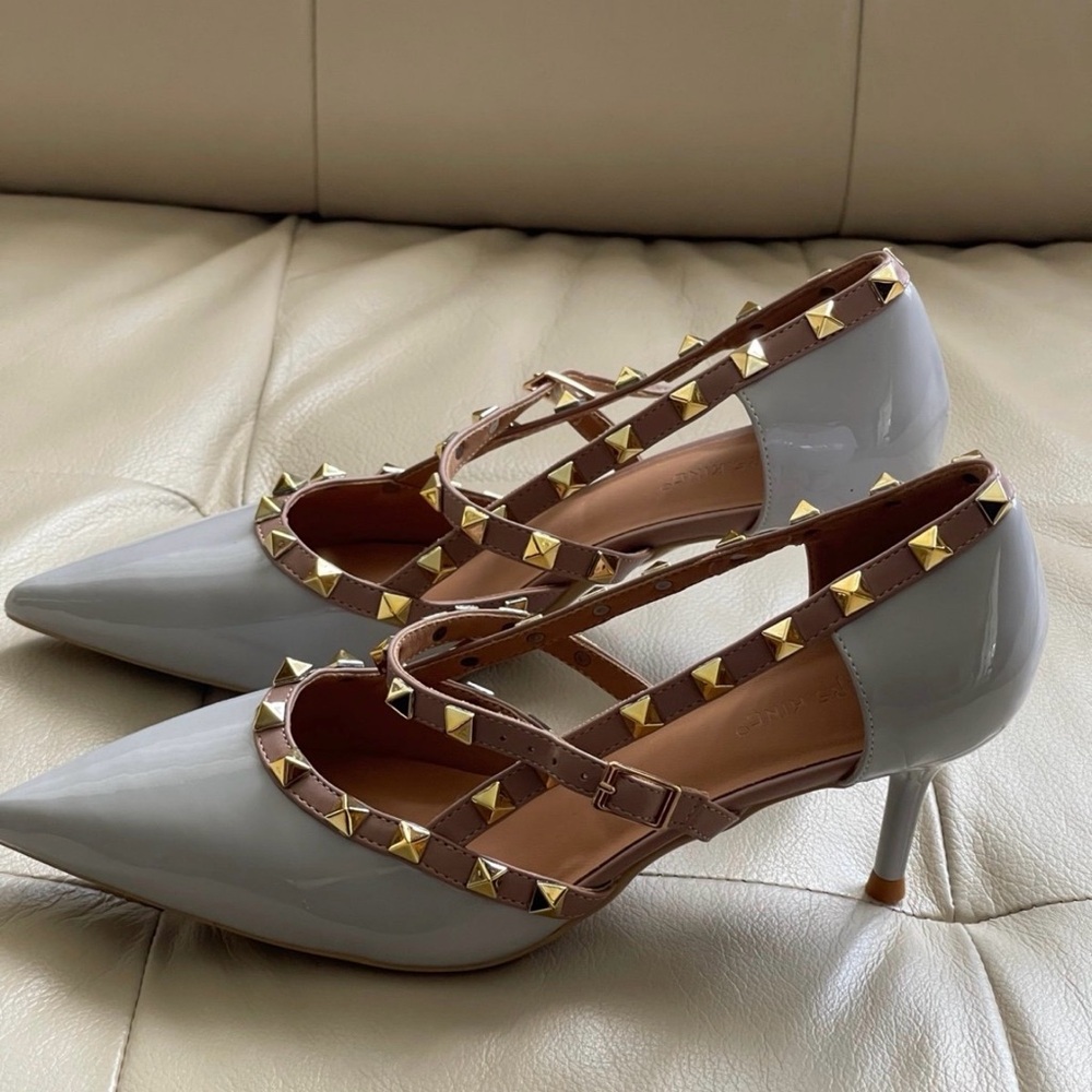 Studded Gray Women's Heels